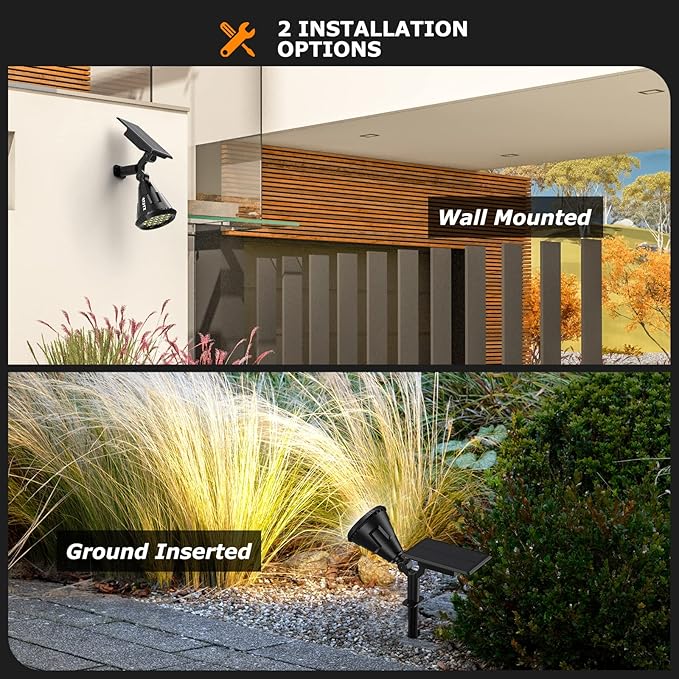 Solar Spot Lights Outdoor, 21 LEDs Solar Outdoor Lights Auto On/Off with 3 Modes, IP67 Waterproof Yard Spotlight Landscape Lighting Garden Wall Lights, 2-in-1 Solar Powered Lights, 2Pack