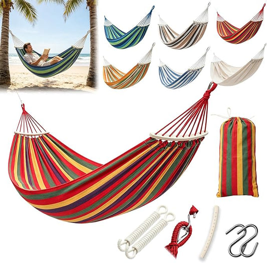 Hammock Replacement for Stand (Red, 2 Person, Anti-ROLL Design) | Hammock Without Stand, Rope Hammocks for Outdoor Travel Portable Lightweight Hammocks with Tree Straps and Storage Bag