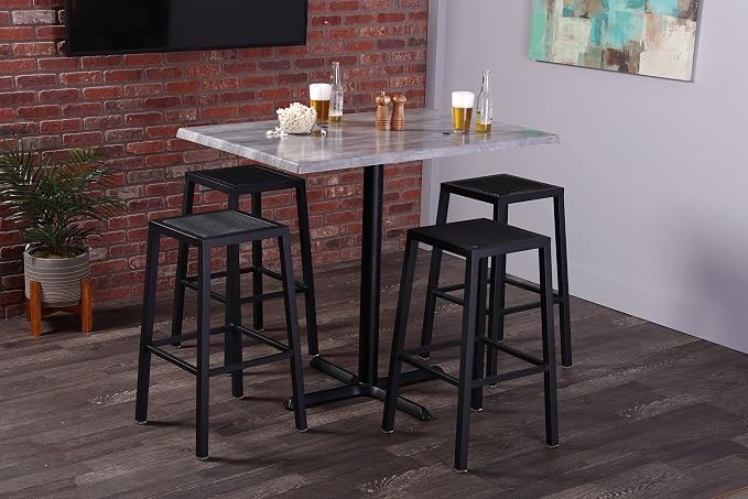 36" x 36" Black Steel, Indoor/Outdoor All-Season EnduroTop Table Top with Umbrella Hole