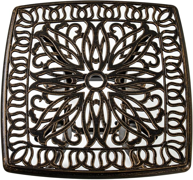 Outdoor 21" Cast Aluminum Square Side Table Set of 2 End Table for Patio, Backyard, Pool, Indoor Companion, Easy Maintenance and Weather Resistant, Bronze (Bronze)