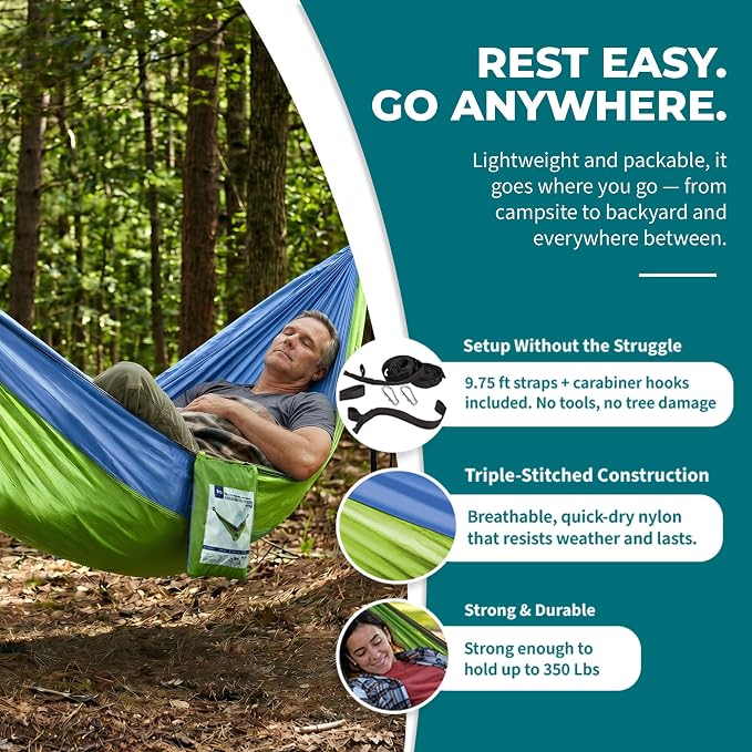 Bliss Hammocks BH-406XLS-MM Hammock in a Bag w/ Adjustable Tree Straps, 54-in. Wide, Weather & UV Resistant, 350 Lb. Capacity (Mermaid)