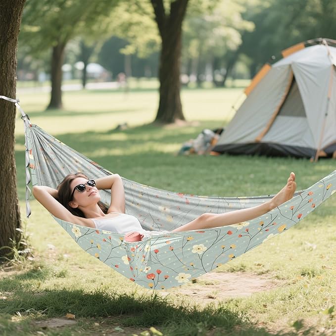 Camping Hammock Outdoor Hammocks for Outside Cute Flower Japanese Beach Trees Portable Lightweight with Pockets Tree Straps Indoor