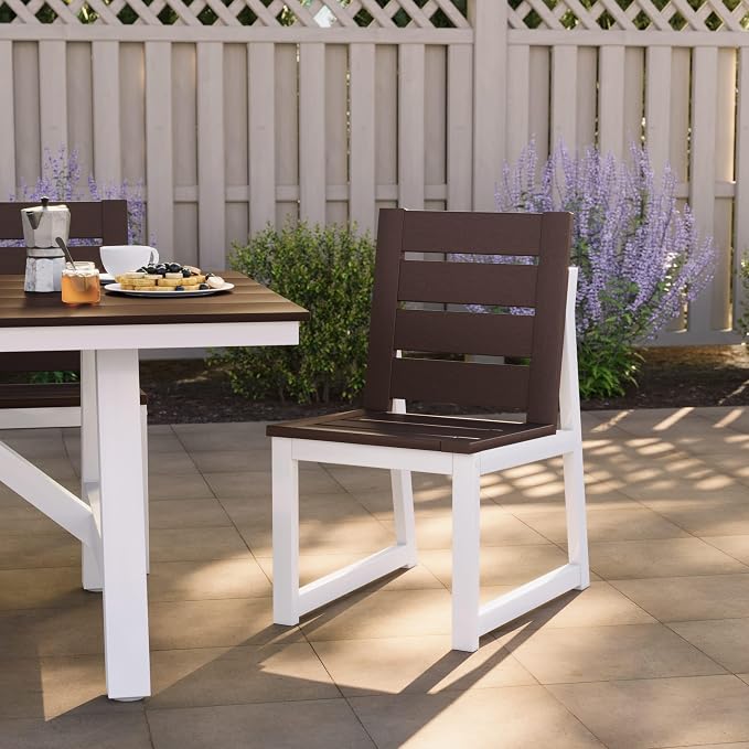 Costaelm Stinson Outdoor Patio HDPE Dining Side Chair, Dark Brown