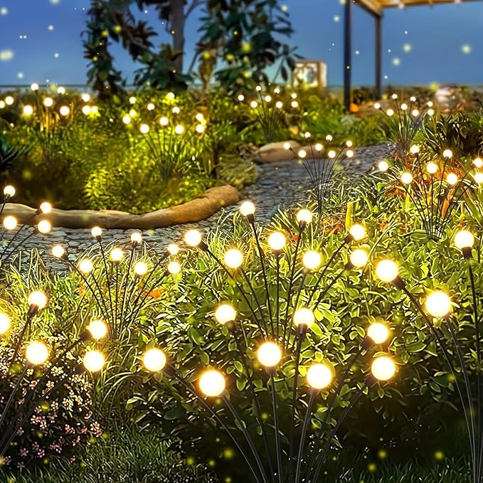 Solar Waterproof Outdoor Lights New Upgrade Solar Garden Lights, Swaying Fireflies, Suitable for Garden Decoration, Patio, Path & Holiday Decoration. (4 Packs - 32 LED)