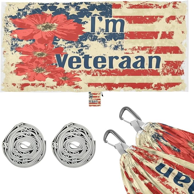 National Vietnam War Veterans Day Flowers Outdoor Hammock with Tree Straps Tree Hammock for Outside Beach Patio Garden