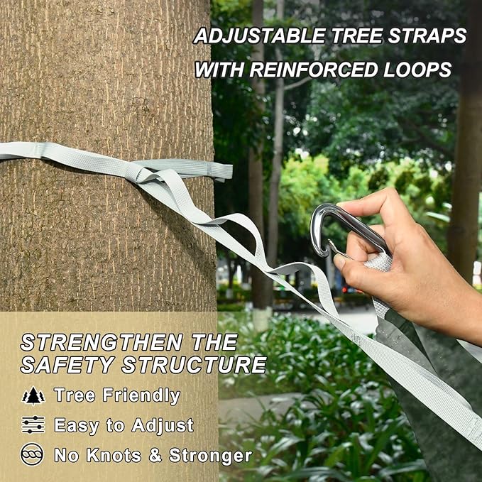 Gray-Black Gradient 330lb Capacity Hammocks with Tree Straps Swing Hammock for Outside Beach Patio Garden para ir de Camping