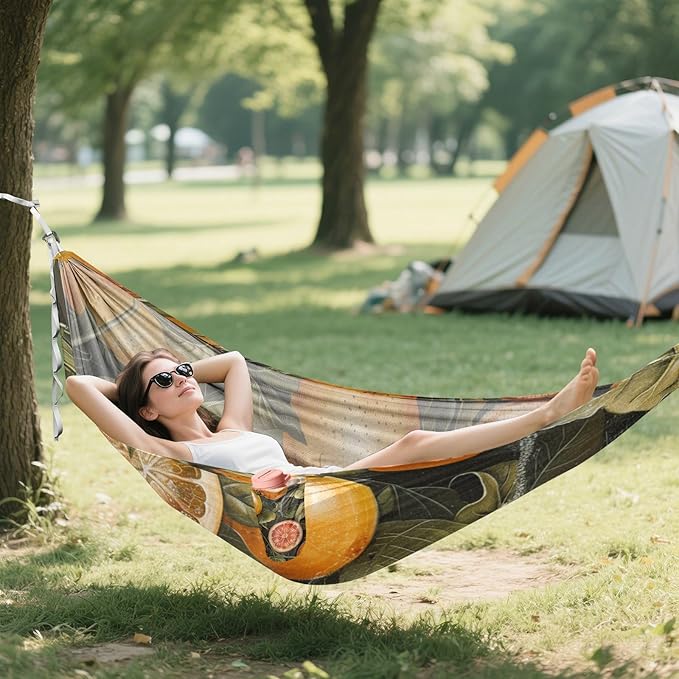 Vintage Orange-red Grapefruit 330lb Capacity Outdoor Hammock with Hanging Rope Backyard Hammock for Outside Patio Backyard Poolside para ir de Camping