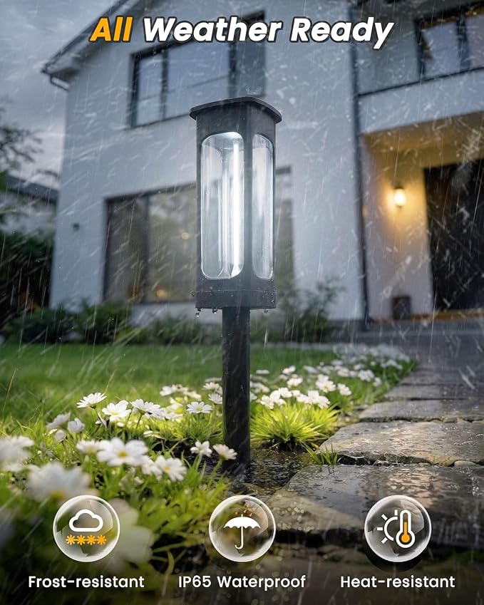 VOLISUN Solar Pathway Lights,6 Pack LED Solar Lights Outdoor Waterproof, Landscape Lighting,Cool White Color Solar Path Lights,Landscape Lights,Solar Garden Lights for Yard Lawn Driveway Walkway