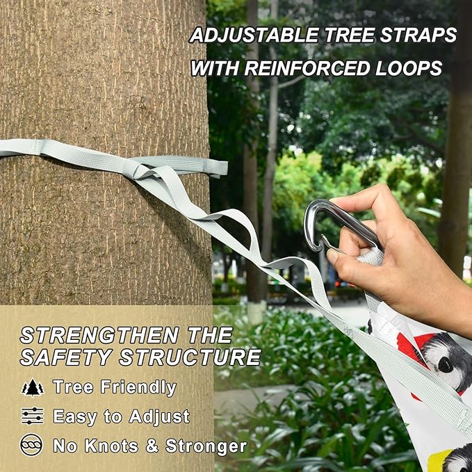 Camping Hammock Outdoor Hammocks for Outside Schnauzer Strawberry Beach Trees Portable Lightweight with Pockets Tree Straps Indoor
