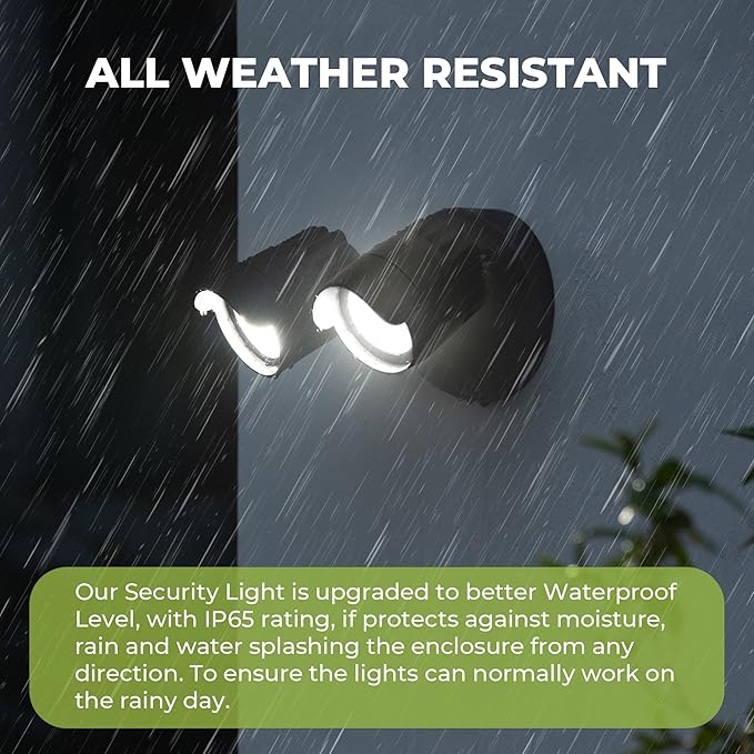 LED Flood Lights Outdoor, 34W 3500LM Dusk to Dawn Dual-Head Flooflight, IP65 Waterproof Exterior Security Lights, Wall Light for Ourside, Patio, Garage, Yard (Black) (1)
