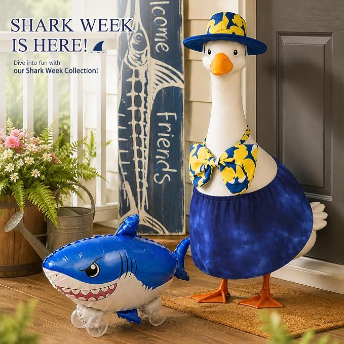 Shark Week Porch Goose Outfits, 23 Inch Bikini Porch Goose Summer Outfit | Goose Clothes for Cement Goose Outdoor Garden Yard Shark Week Viewing Party Decor