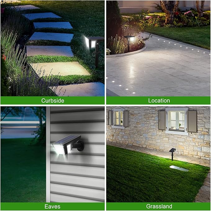 Latband Solar Spot Lights Outdoor, 53 LEDs IP65 Waterproof Solar Lights Outdoor, 2-in-1 Solar Landscape Spotlight Wall Light with Auto On/Off & 3 Modes for Yard Garden Decor 2 Pack (Cool White)