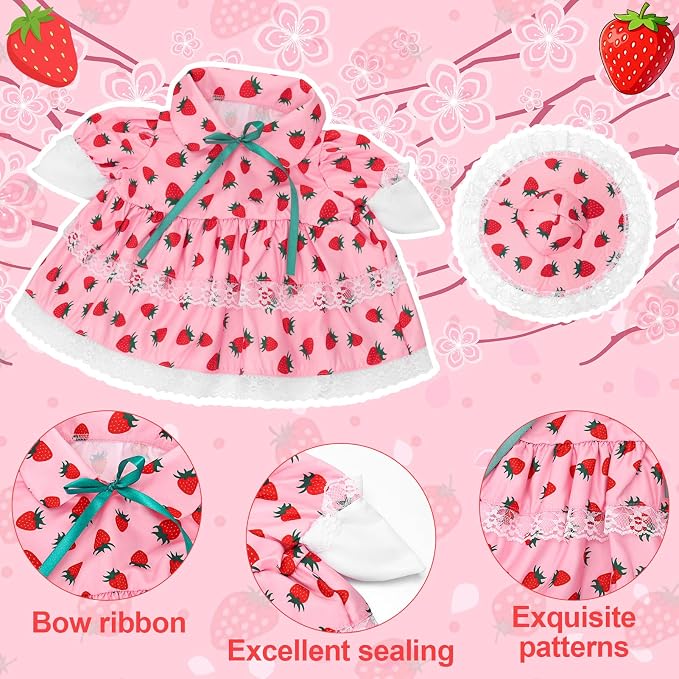 Porch Goose Outfit, 23" Porch Goose Clothes with Strawberry Skirt and Hat for Spring Summer Party Outdoor Patio