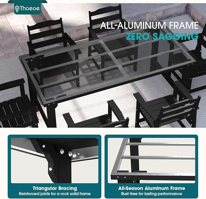 THOEOE Outdoor Dining Chair Set of 2, Patio Dining Chairs with Arms, All-Weather HDPE Outdoor Chairs for Garden, Poolside, Deck, Black