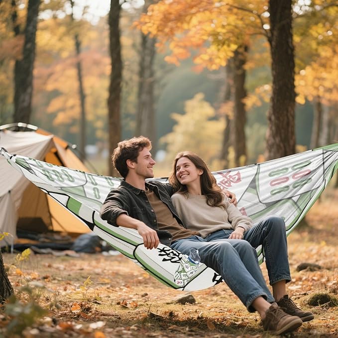 Mahjong Chinese Green 330lb Capacity Camping Hammock with Tree Straps Portable Hammock for Outside Camping Essentials Base para poner hamaca