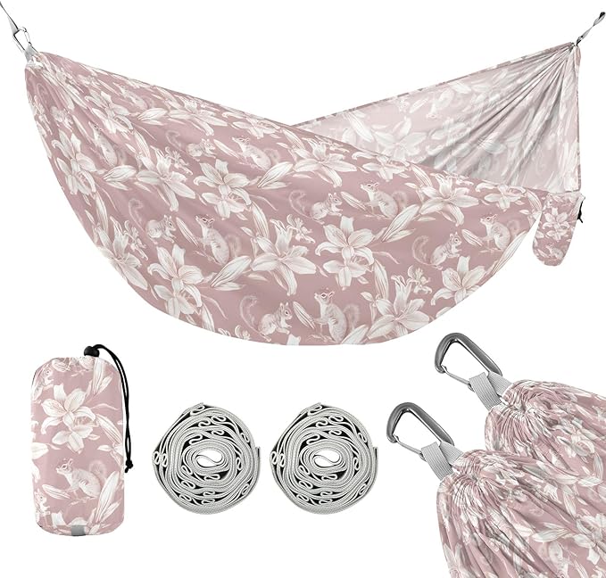 Camping Hammock Outdoor Hammocks for Outside Lily Squirrel Beach Trees Portable Lightweight with Pockets Tree Straps Indoor