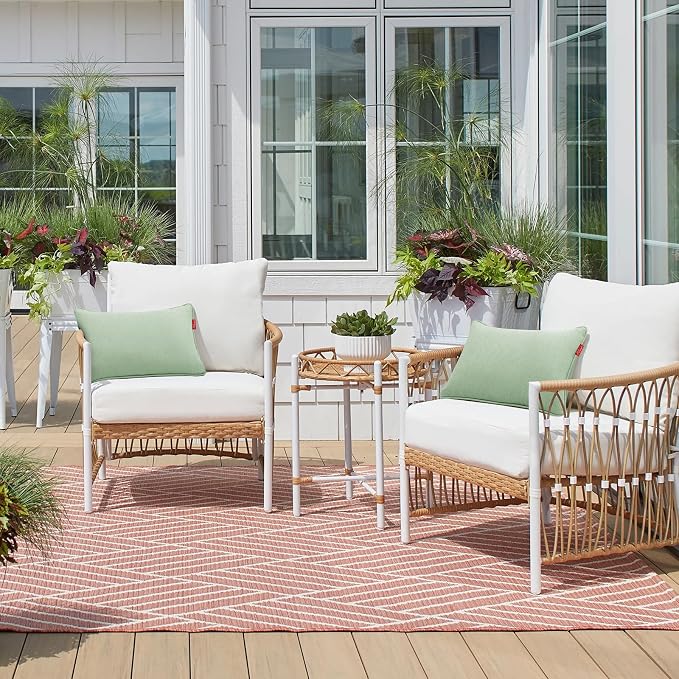 Pack of 4 Outdoor Throw Pillows,18x18 Inch All-Weather Water-Resistant Patio Pillows with Inserts,Decorative Pillows for Patio Furniture,Couch,Sofa,Poolside,Light Green