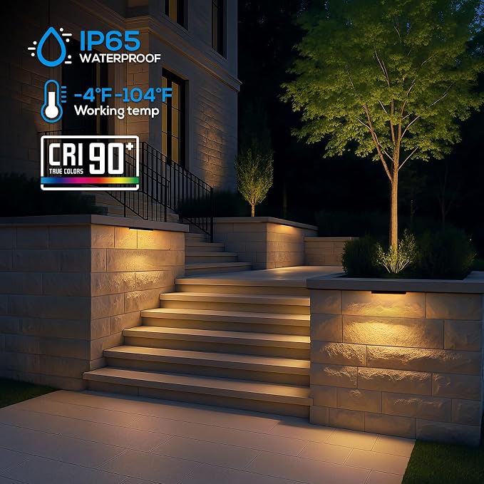 LEONLITE 4-Pack 12 Inch LED Hardscape Lighting, 3W/5W/7W, 2700K Soft White | Update Dimmable Retaining Wall Lights, Low Voltage Landscape Lighting, 12-24V AC/DC Paver Light, Outdoor Step Lights, ETL