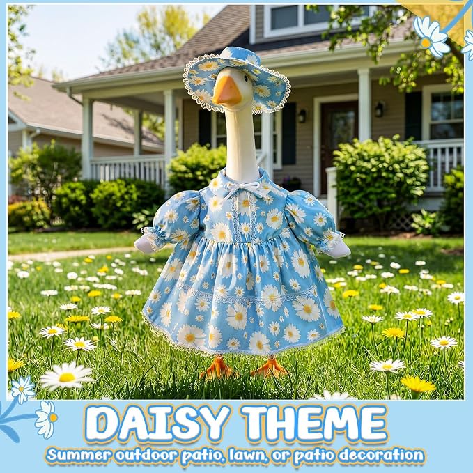 FuWeave Fall Porch Goose Outfit for Lawn Decor | Fits 23"/17" Lawn Plastic/Cement Statue Goose Costume Dress for Front Outdoor Courtyard Garden Patio Yard Decoration