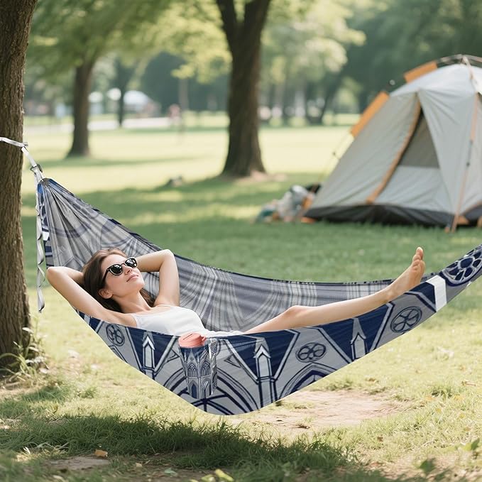 Gothic Cathedral Pattern Outdoor Hammocks with Tree Straps Cloth Hammock for Camping Travel Accessories