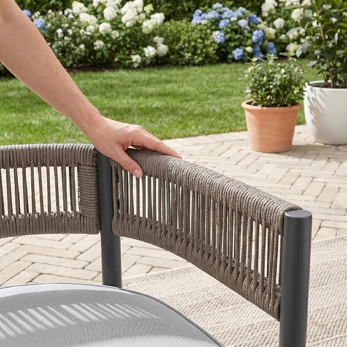 VICLLAX Patio Dining Set for 6-53" Round Table & Cushioned Seats, Grey