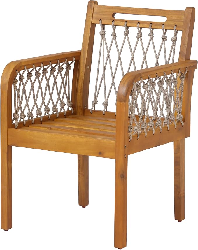 Christopher Knight Home Domac Acacia Wood Dining Table Set for 6, Solid Wood Outdoor Dining Set for 6, Oval Patio Dining Table and Chair Set with Cushion & Rope Accent, Cream Beige + Oatmeal + Teak