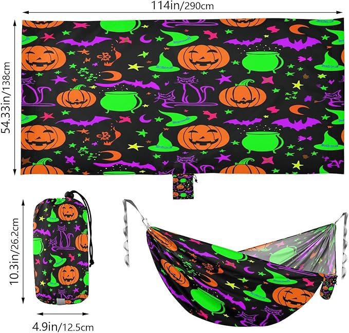 Hammocks for Outside Halloween Elements Camping Hammock Portable Hammocks with Tree Straps and Carry Bag Camping Accessories for Hiking Beach Outdoor