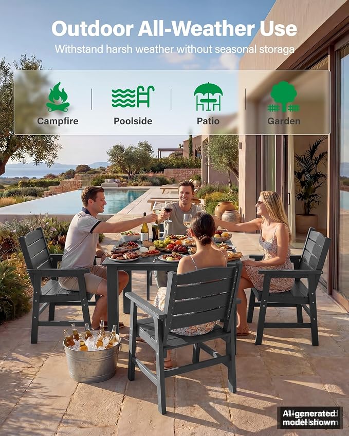 YEFU HIPS Patio Dining Set for 8 : Modern Outdoor Table and Chairs Easy Clean Outdoor Dining Set - 12-Piece Waterproof All-Weather Easy Assembly Furniture for Backyard Garden Deck（Grey）