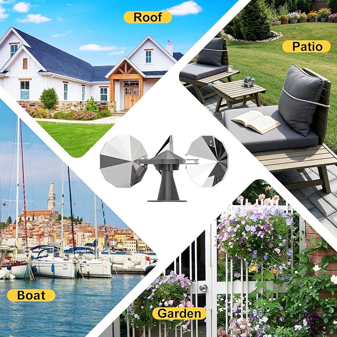 OFFO 3 PCS Bird Scare Reflective Device, Bird Reflector with Plastic Base for Outside, Keep Pigeon Woodpeckers and Sparrows Away for Outdoor Boats Roofs Gardens