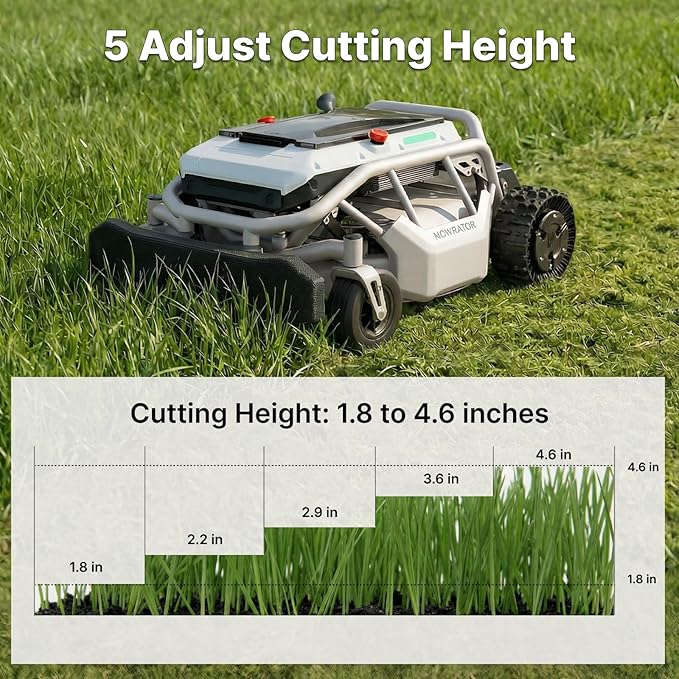 Mowrator S1 2WD 18Ah Remote Control Lawn Mower, 45% (24°) Slope, Spring to Fall Yard Care, with Leaf Shredding Vacuum, 21" Width, 1.8–4.6" Cutting Height, Up to 1.12 Acres