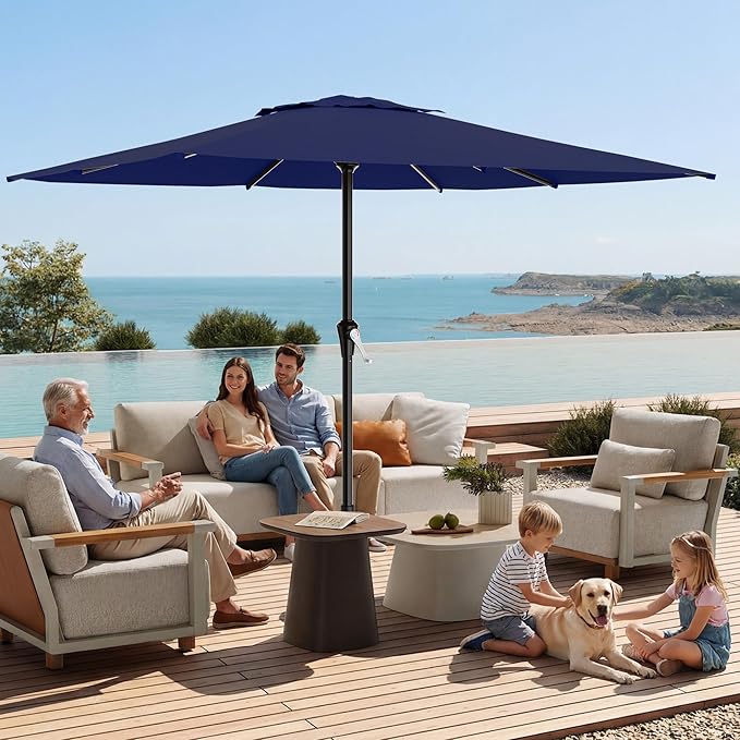 AreShark 8' x 10' Rectangle Patio Umbrellas for Outdoor, Outdoor Table Umbrella, Large Outdoor Patio Umbrellas with 8 Sturdy Ribs for Pool, Garden, Market (Navy)