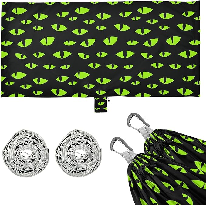 Camping Hammock Outdoor Hammocks for Outside Green Eyes Beach Trees Portable Lightweight with Pockets Tree Straps Indoor