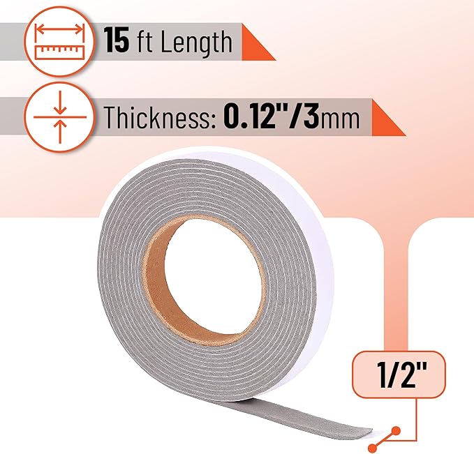 UNCO- Smoker Gasket, 15 ft, 1/2" x 1/8", Gray, Smoker Gasket Sealer High Temp