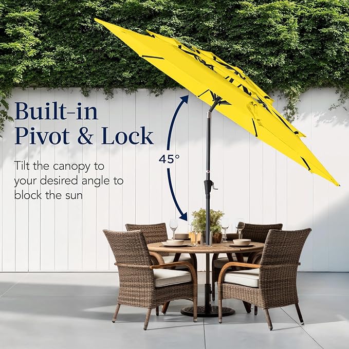 Best Choice Products 10ft 3-Tier Market Patio Umbrella, Outdoor Sun Shade with Tilt, Crank Lift, 8 Ribs for Backyard, Deck, Poolside