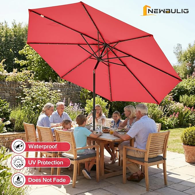 NEWBULIG 10FT Patio Umbrella, Offset Cantilever Outdoor Patio Table Umbrella, UV Protection, Fade Resistant Fabric, Easy Tilt Adjustment for Deck, Pool, Backyard, Garden