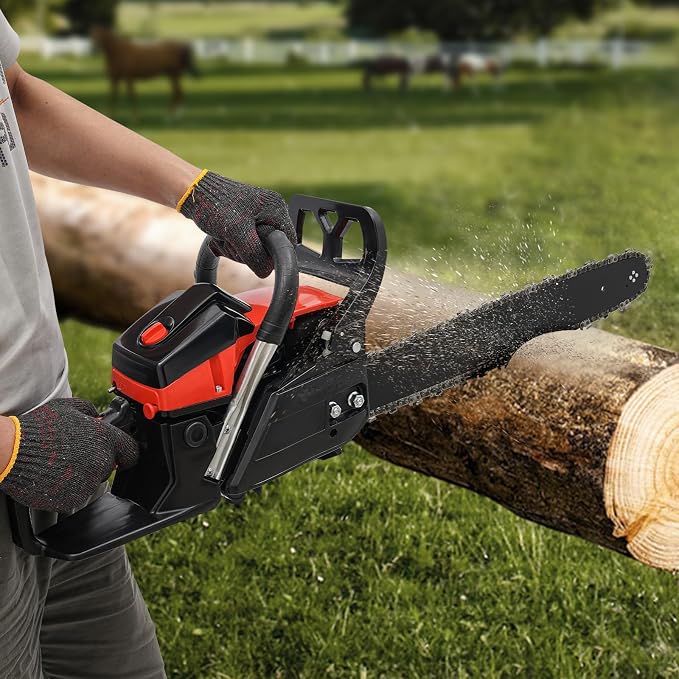 18Inch Gas Chainsaw 28CC 2-Stroke Gas Powered Chain Saw Single Cylinder Air Cooling for Farm Garden Park Forest