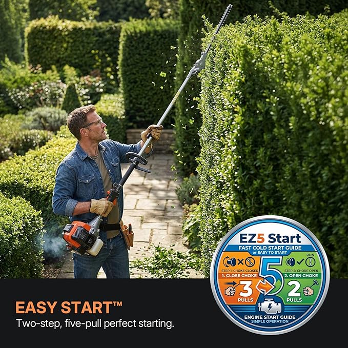 WORKIT 5-in-1 Gas Weed Wacker 52CC 2-Stroke Weed Eater Grass Trimmer 18" String Trimmer with 0.095" Dual Line Brush Cutter Auto Bump Feed Sturdy Metal Trimmer Lawn for Men & Professionals