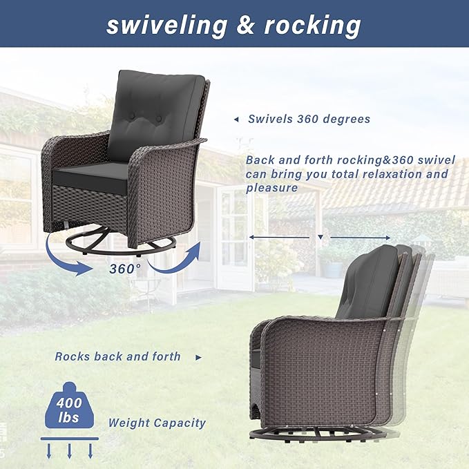 11 Pieces Patio Furniture Set with 2 Swivel Chairs Patio Furniture Outdoor Sectional Sofas with 55000 Gas Fire Pit Patio Conversation Set w/7 Cushions
