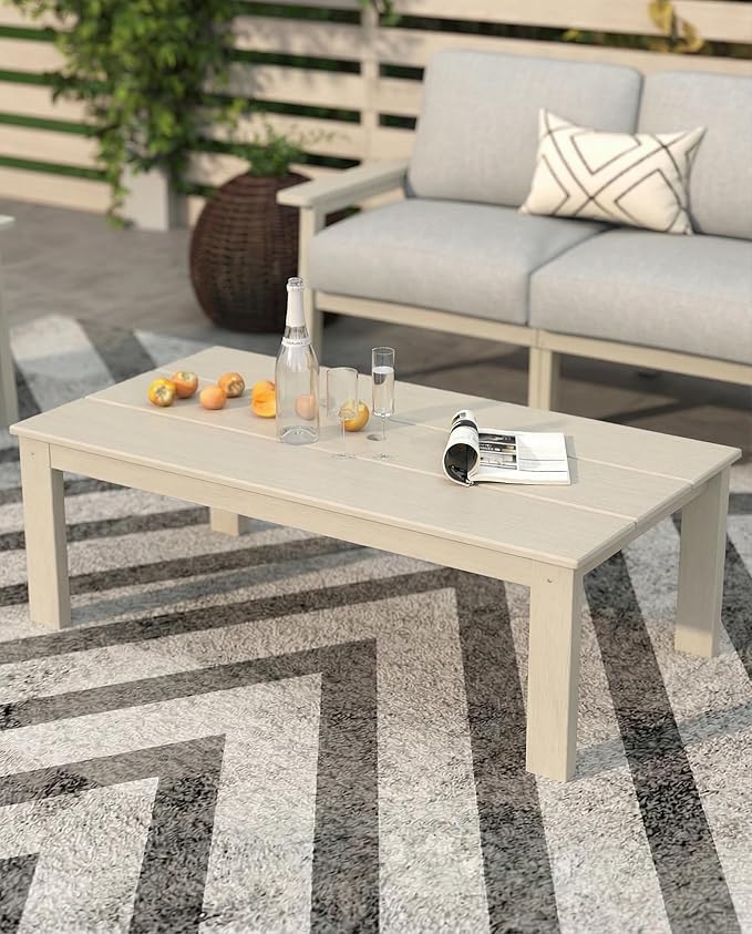 Patio Furniture Set with Washable Thick Gray Cushions, HDPE Outdoor Couch, All-Weather Outdoor Sectional Furniture, Patio Conversation Sets for Lawn, Garden, Porch (White Frame)