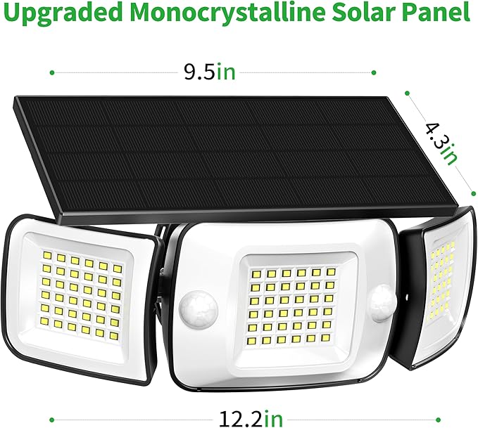 intelamp Solar Flood Lights Outdoor Waterproof, 6000mAh 1200LM Solar Powered Dual Motion Sensor LED Lighting Dusk to Dawn Security Floodlight Exterior with Remote for Outside Garden House Yard Porch