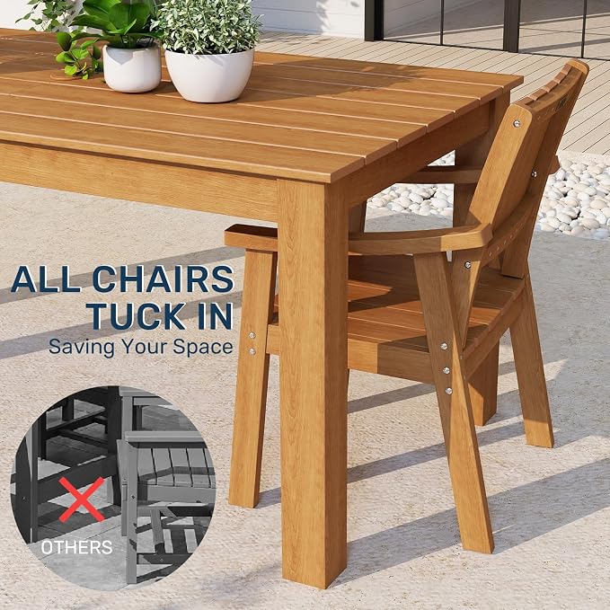 ZHUSI Outdoor Dining Set for 6 HDPE (Teak, 5 PCS)