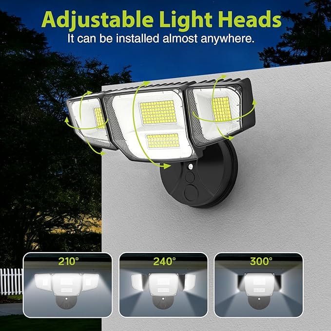Abovizo 90W LED Flood Lights Outdoor, 10,000LM Security Lights with 4 Adjustable Heads, 6500K Daylight, IP65 Waterproof Exterior Wall Mount Light for Garage, Yard, Porch, Switch Controlled