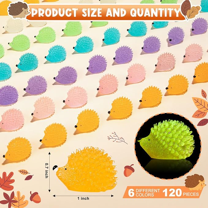120PCS Luminous Mini Resin Hedgehogs Tiny Resin Hedgehogs for Dollhous | Cute Miniature Hedgehog Figures Glow in The Dark, Micro Landscape DIY Home Outdoor Decor