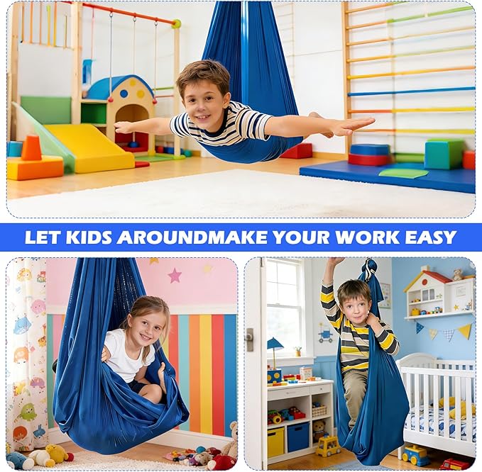 Sensory Swing for Kids, Indoor Therapy Swing with 360° Swivel Hanger & Adjustable Straps, Double Layer Cuddle Swing for Children with Autism, Supports up to 400lbs