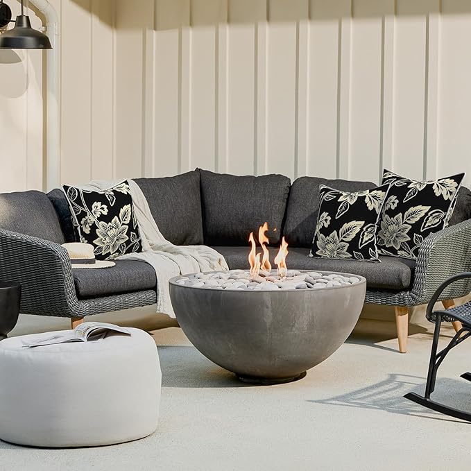LVTXIII Set of 2 Patio Throw Pillows Waterproof 16"x16" Fade Resistant Outdoor Throw Pillow with Inserts,Decorative Garden Toss Pillow Cushions for Home Patio Sofa Use, Elegant Vines Black