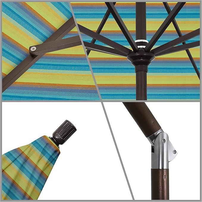California Umbrella 11' Rd Tahoe Series Aluminum Patio Umbrella, Crank Lift, Collar Tilt, Bronze Finish