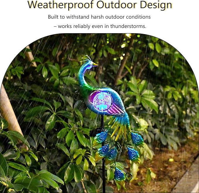 Solar Garden Decorative Lights, Garden Decor Solar Lights Peacock Lawn Light, for Yard Outdoor Decorations Ground Inserted Waterproof Yard Lamp LED (Blue)