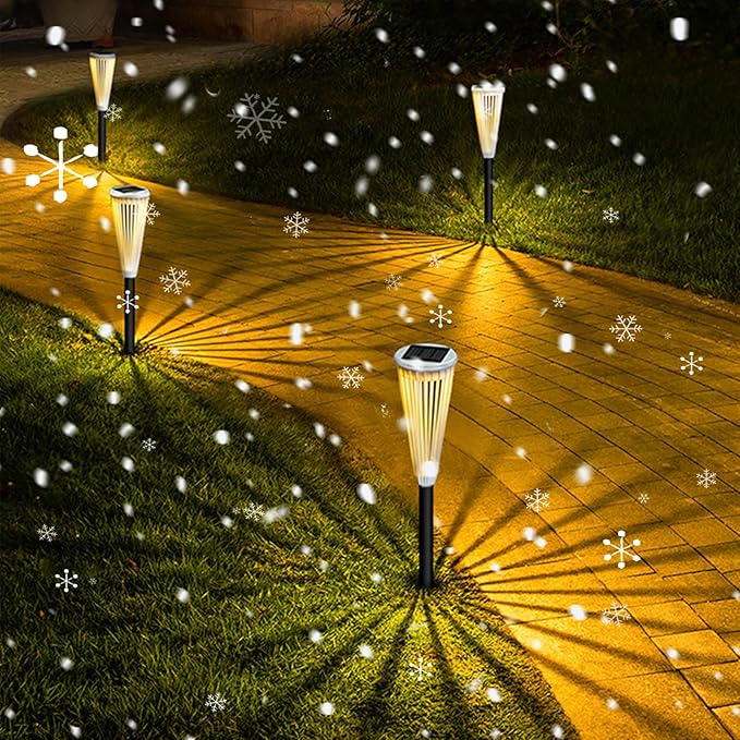 Hollow Solar Garden Lights Outdoor Landscape Courtyard Atmosphere Decorative Ground-Mounted Lawn Lights Solar Pathway Lights 2 Pack