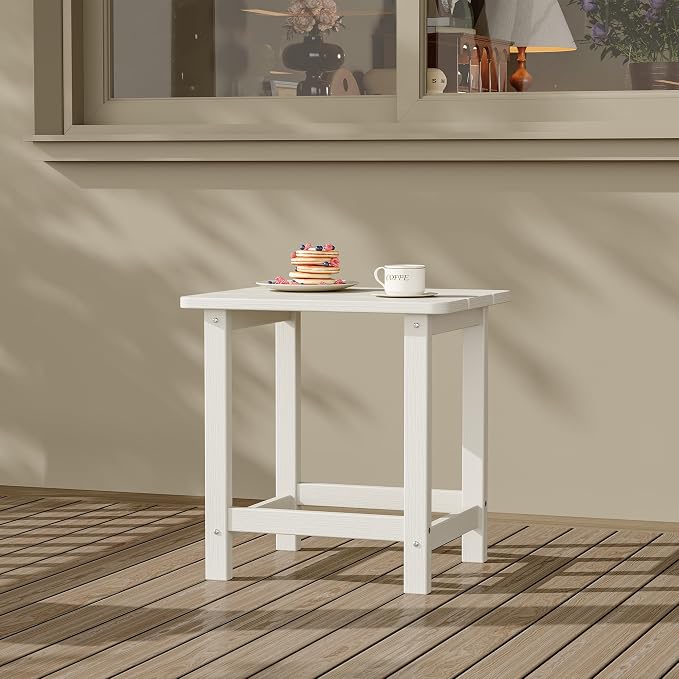 HDPE Adirondack Square Outdoor Side Table,Weather Resistant & Easy Assembly Patio End Tables,Durable Small Patio Table for Beach,Pool,Garden, Balcony, Porch