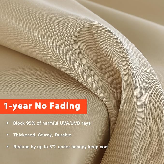 MASTERCANOPY Patio Umbrella 10 ft Replacement Canopy for 8 Ribs-Beige Canopy Only